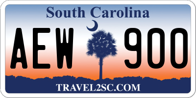 SC license plate AEW900