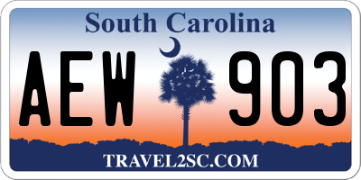 SC license plate AEW903
