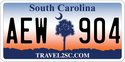 SC license plate AEW904