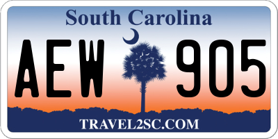 SC license plate AEW905