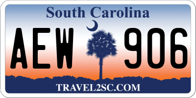SC license plate AEW906