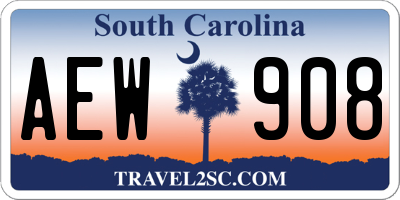 SC license plate AEW908