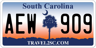 SC license plate AEW909