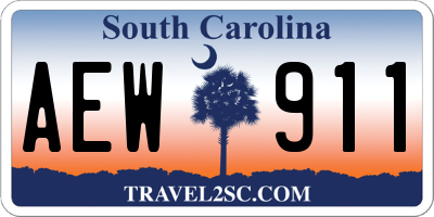 SC license plate AEW911