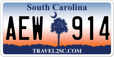 SC license plate AEW914