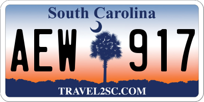 SC license plate AEW917