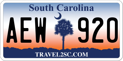 SC license plate AEW920