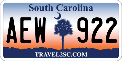 SC license plate AEW922