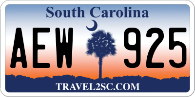 SC license plate AEW925