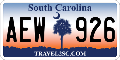 SC license plate AEW926