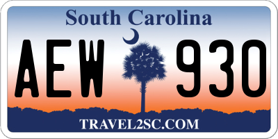 SC license plate AEW930