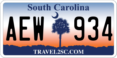 SC license plate AEW934