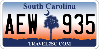 SC license plate AEW935