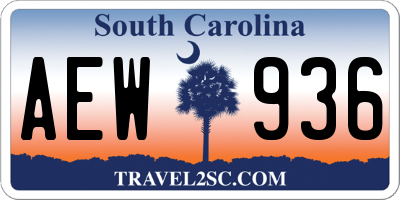 SC license plate AEW936