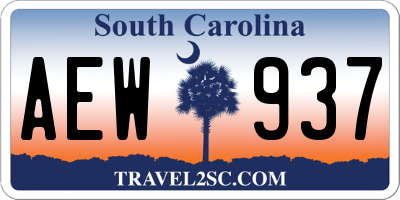 SC license plate AEW937