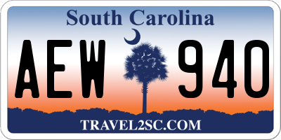 SC license plate AEW940
