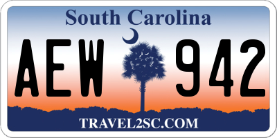SC license plate AEW942