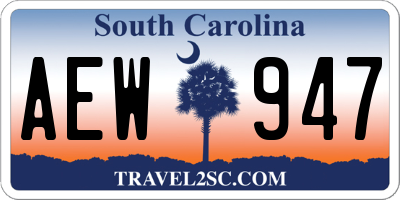 SC license plate AEW947