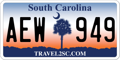 SC license plate AEW949