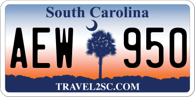 SC license plate AEW950