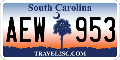 SC license plate AEW953