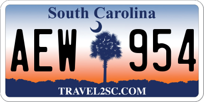 SC license plate AEW954