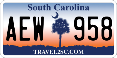 SC license plate AEW958