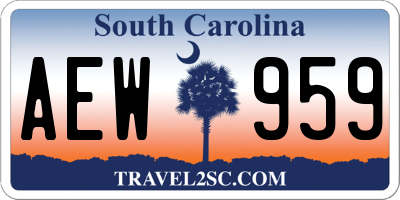 SC license plate AEW959