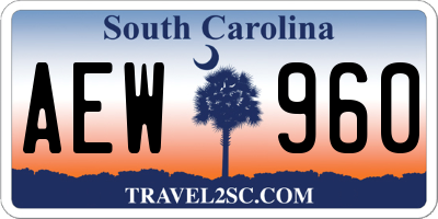 SC license plate AEW960