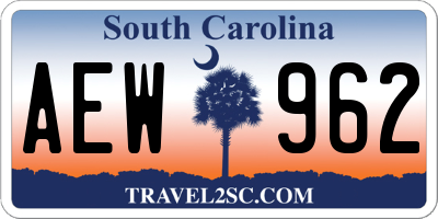 SC license plate AEW962