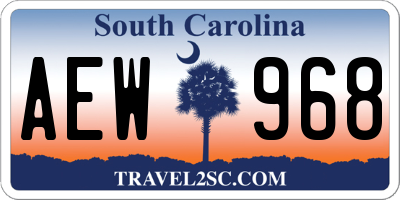 SC license plate AEW968