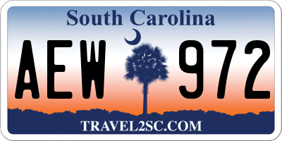 SC license plate AEW972