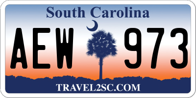 SC license plate AEW973