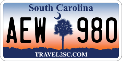 SC license plate AEW980