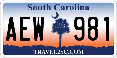 SC license plate AEW981