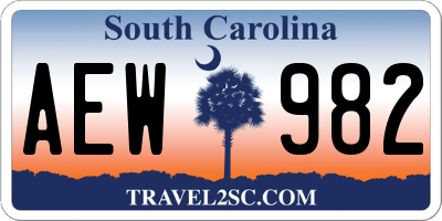 SC license plate AEW982