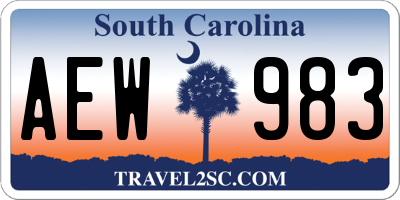 SC license plate AEW983