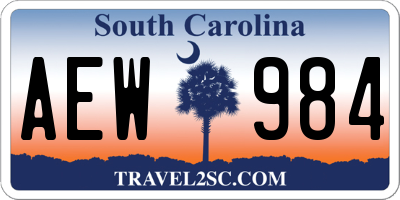 SC license plate AEW984