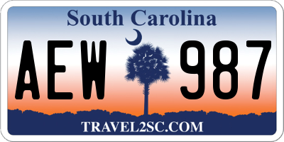 SC license plate AEW987