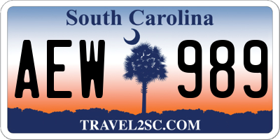 SC license plate AEW989