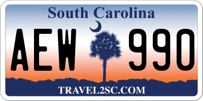 SC license plate AEW990