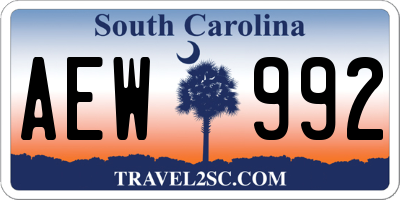 SC license plate AEW992