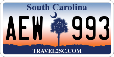 SC license plate AEW993