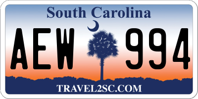 SC license plate AEW994