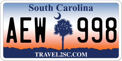 SC license plate AEW998