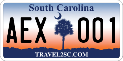 SC license plate AEX001