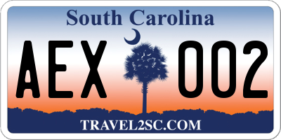 SC license plate AEX002