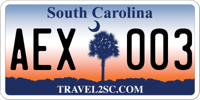 SC license plate AEX003