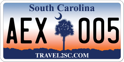 SC license plate AEX005