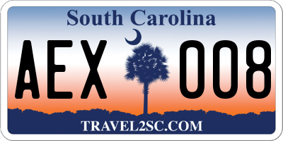 SC license plate AEX008
